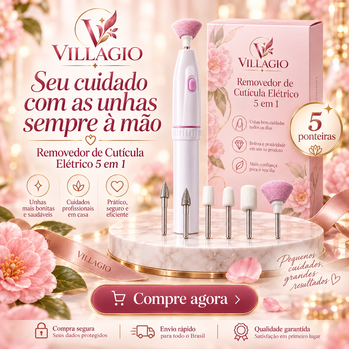 Removedor de Cutícula Elétrico 5 em 1